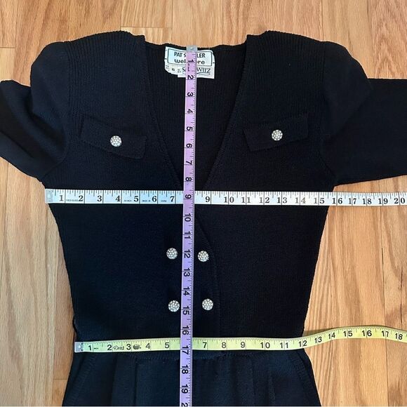 VINTAGE PAT SANDLER Sakowitz Black Knit Jumpsuit Sz 6 Mob Wife 70s 80s Cocktail - Picture 14 of 16